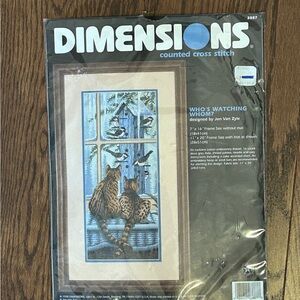 Vintage Dimensions “Who’s Watching Whom?” #3887 Cat Cross Stitch Kit – Sealed